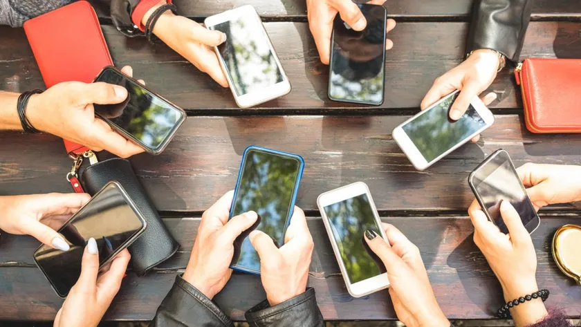 Photo of different models of phones. 
